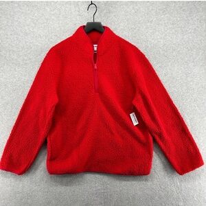 Old Navy red Sherpa quarter zip pull over sweater M medium